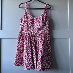 J Crew Fit-and-flare A-line Mini Dress Raspberry Print Womens Size 10 Smocked